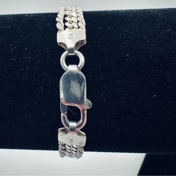 Vintage Italian Sterling Silver Bracelet | 11g Rope & Curb Chain 925 - Picture 12 of 16